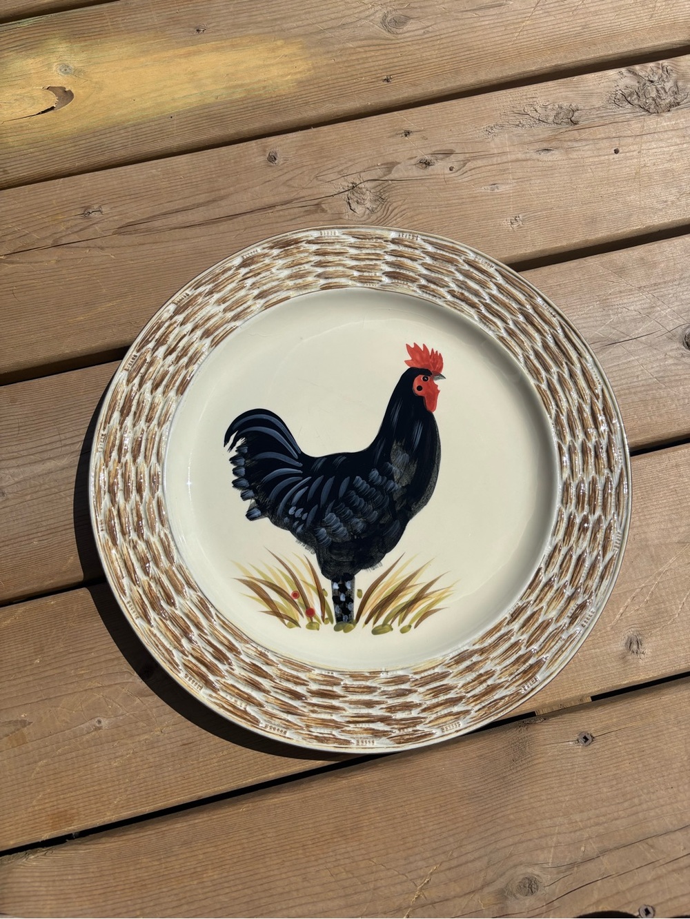1999 Isabelle de Borchgrave Hand Painted Rooster Serving Plate